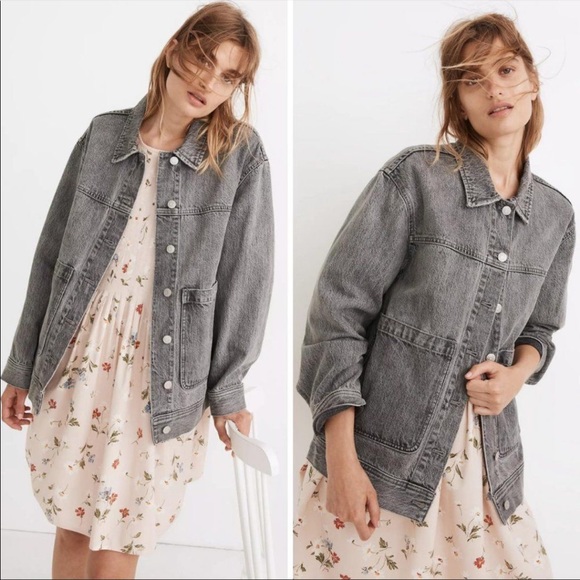 NEW Madewell oversized Denim Patch Pocket Trucker Jacket